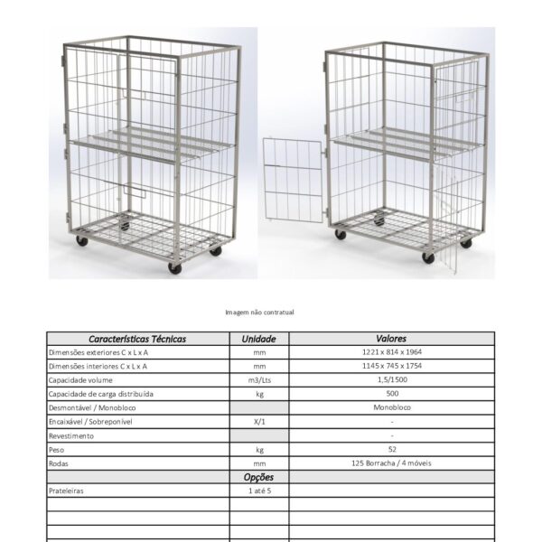 Roll Container Inox 1200x800x2000 - Image 2