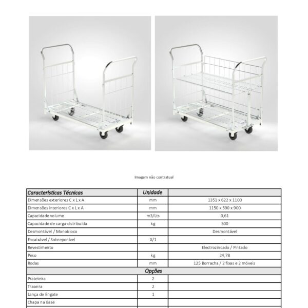 Carro 1200X600 2 Punhos com malha - Image 2